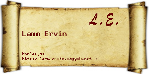 Lamm Ervin névjegykártya